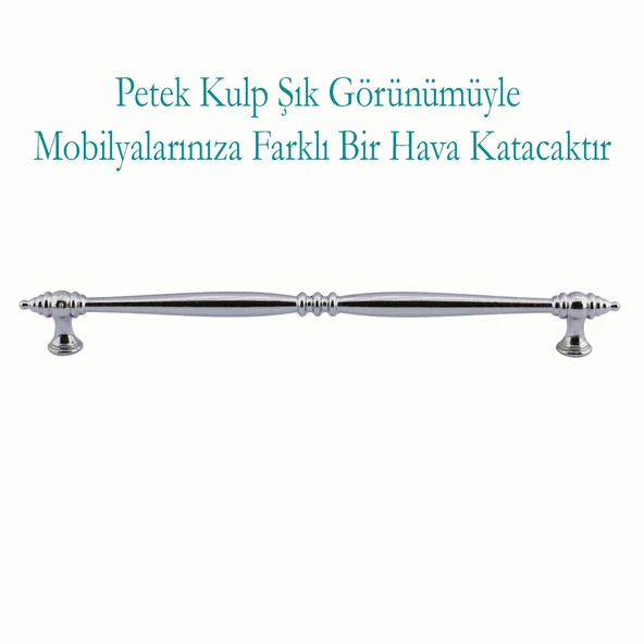 Petek Lüx Mutfak Mobilya Çekmece Dolabı Dolap Kapak Kulpu Kulbu Düz Metal Kulpları Kulpu 224 Mm Krom - Resim 3