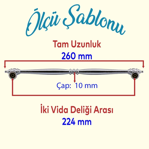 Petek Lüx Mutfak Mobilya Çekmece Dolabı Dolap Kapak Kulpu Kulbu Düz Metal Kulpları Kulpu 224 Mm Krom - Resim 2
