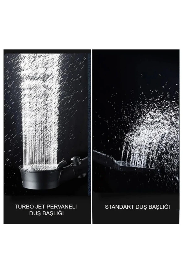 ZEMUS 5 Fonksiyonlu Duş Başlığı - Turbo Fan Duş Başlığı - Siyah - 3