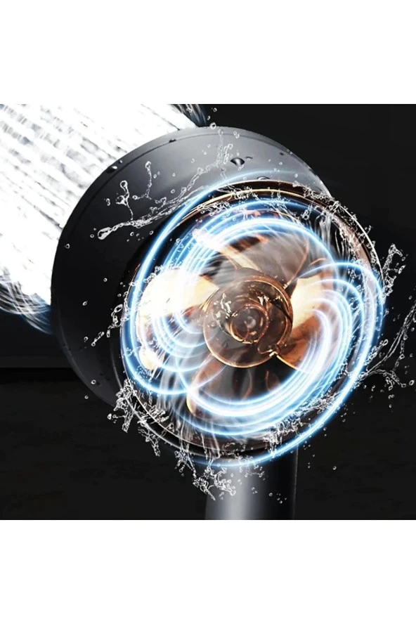 ZEMUS 5 Fonksiyonlu Duş Başlığı - Turbo Fan Duş Başlığı - Siyah - 4