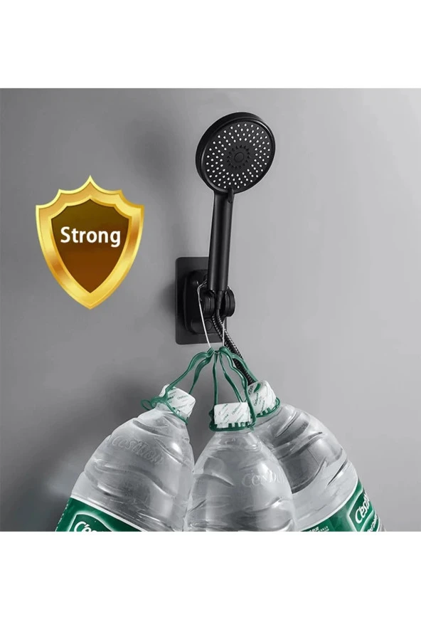 Siyah Nano Kendinden Yapışkanlı Banyo Duş Başlığı Askısı 15 Kg Taşıma Kapasiteli Mafsal Tutacak - 3