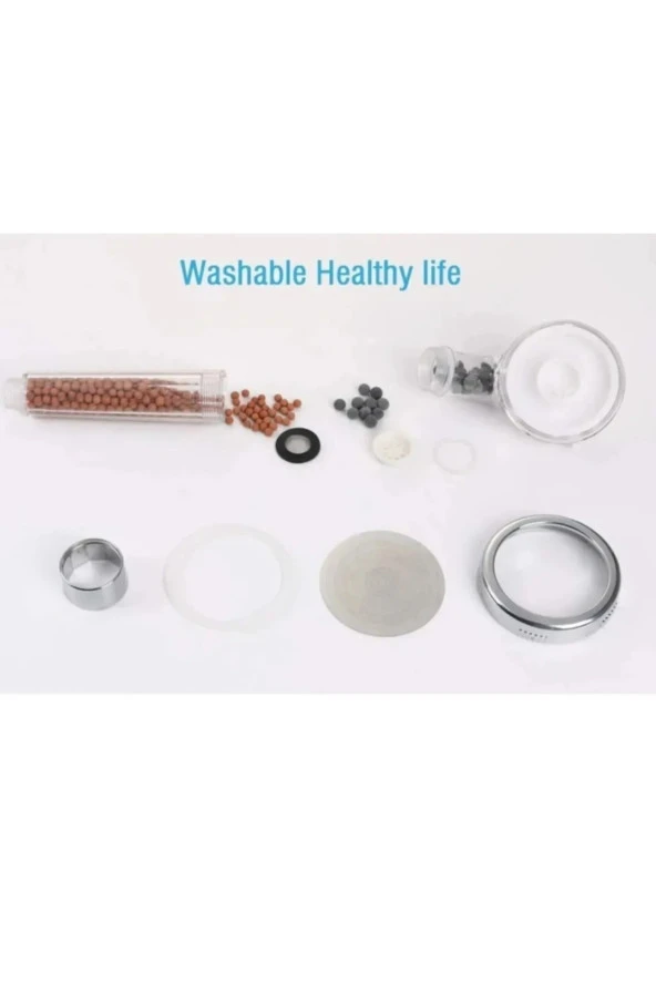Filtreli Arıtmalı Boncuklu Set Su Tasarruflu Eco Duş Başlığı Krom Hortum Ve Mafsal - 3