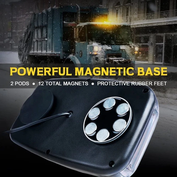 Çakarlı tepe lambası mıknatıslı kırmızı-kırmızı 24w 12-24v / LAIK532 - Resim 4