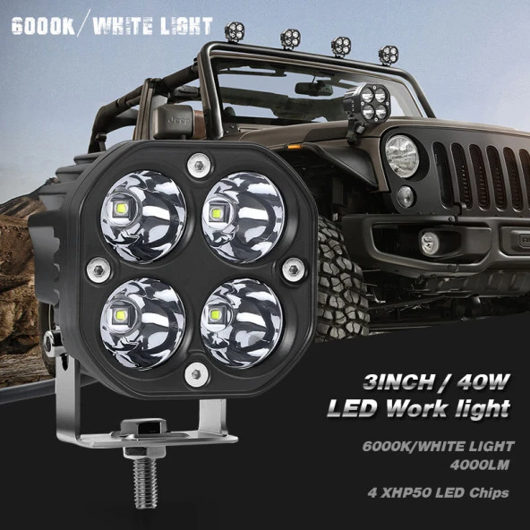 Space Offroad sis lambası 4 led 12-32V 40W -set Beyaz / LASS284-2 - 5