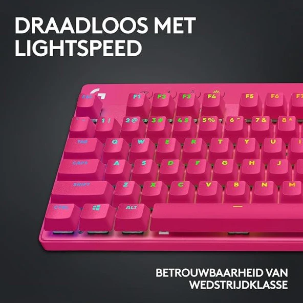 Logitech G Pro X TKL Lıghtspeed RGB Oyuncu Klavyesi - Pembe - Resim 6