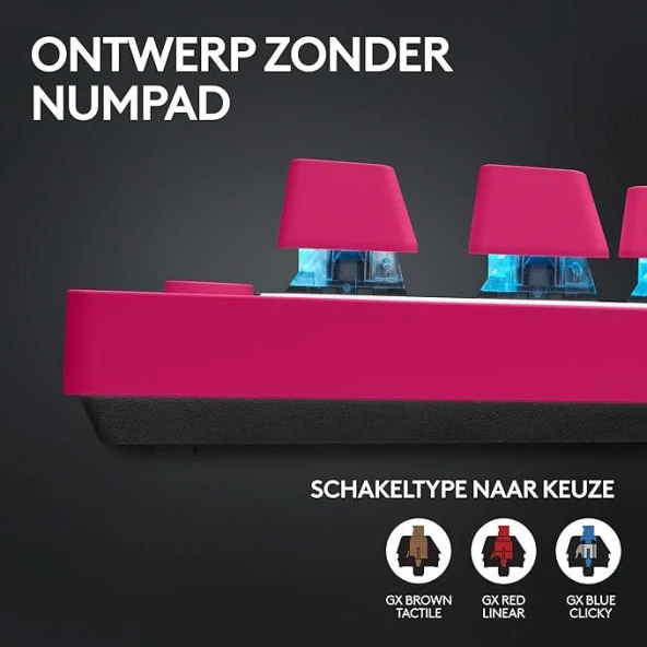 Logitech G Pro X TKL Lıghtspeed RGB Oyuncu Klavyesi - Pembe - Resim 7