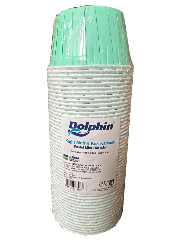 Dolphin Muffin Kağıt Karton Pastel Yeşil Cupcake Kek Kalıbı Kapsülü Kabı - 50 Adetlik 10 Paket - Resim 2
