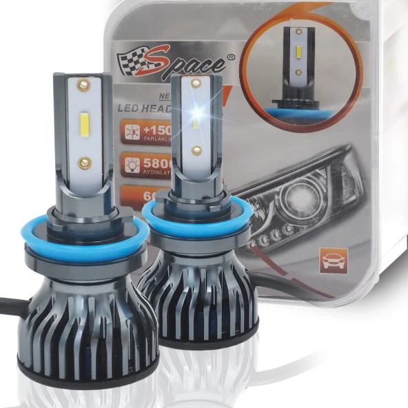 Led Xenon Led Far ampulü 6000Kelvin 11600 Lümen 12V H11 - Resim 2