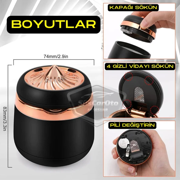 Üniversal 7 Renkli Işıklı Porselen Yanmaz Koku Geçirmez Lüx Oto Küllük Dumansız Kapaklı Spor Araç İçi Küllük Araba Küllüğü Gold - 4