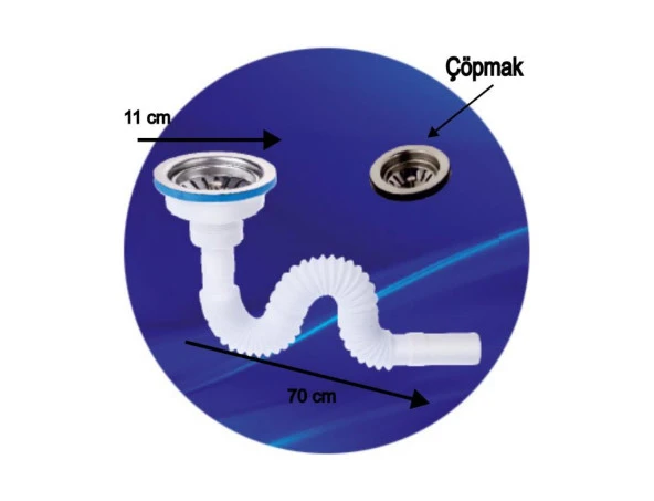 Özbest Çöpmak Süzgeçli Geniş Ağızlı Körüklü Lavabo Sifonu - 2