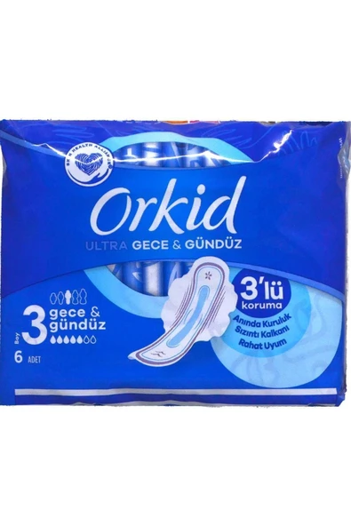 ORKİD Ultra Hijyenik Ped Gece & Gündüz Tekli Paket 6'lı