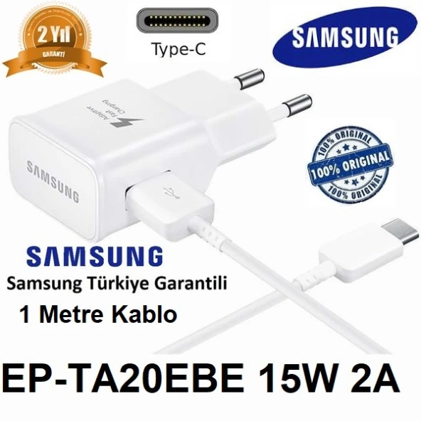 Samsung GalaxyOrijinal EP-TA20EBE 15W 2A Hızlı Şarj Cihazı ve Type C Kablo