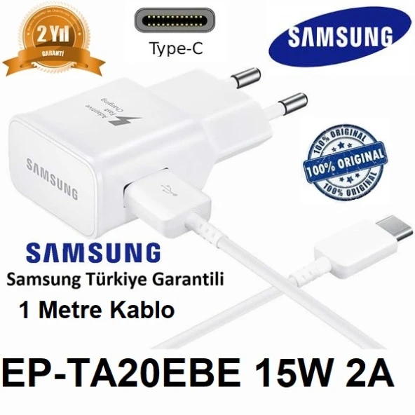 Samsung Galaxy A20 Orj. EP-TA20EBE 15W 2A Hızlı Şarj Cihazı ve Type C Kablo