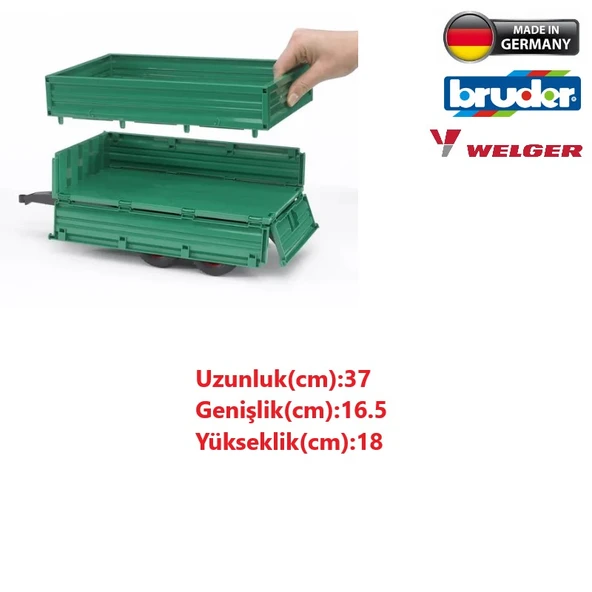 Bruder Büyük Oyuncak Yeşil Damperli Römork - 2