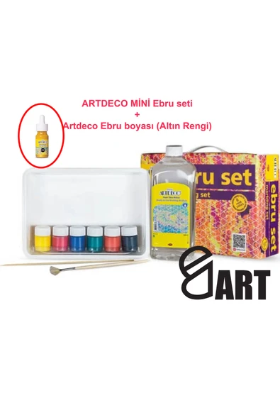 Artdeco Mini Boy 6 Renk Ebru Seti ve 1 adet Altın rengi ürün görseli 1