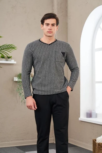 PJS 23710 Erkek Jakarlı Pijama Takım - 3