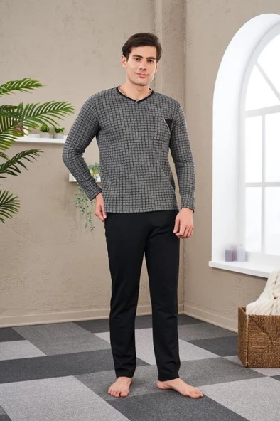 PJS 23710 Erkek Jakarlı Pijama Takım - 2