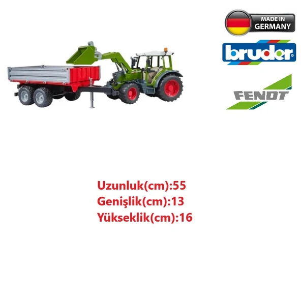 Bruder Fendt Vario 211 Kepçeli Traktör ve Römork Oyuncak - 2