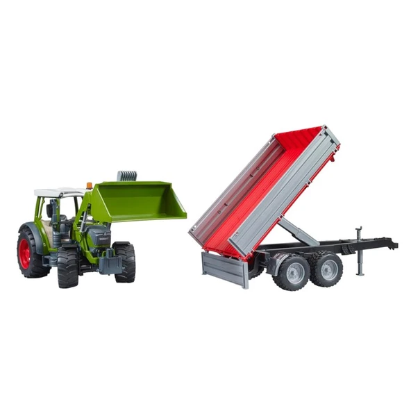 Bruder Fendt Vario 211 Kepçeli Traktör ve Römork Oyuncak - 7