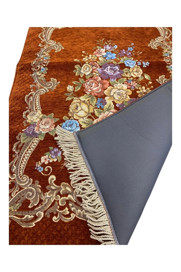 Tarçın Goblen Desenli Kadife Kalın Visko Astarlı Seccade - 2