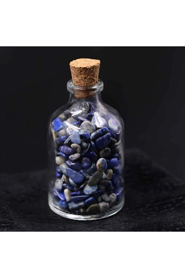 Lapis Lazuli Taşı Cam Şişe Içerisinde Şekilsiz Kırık Doğal Taş Parçalar 60/70 gr
