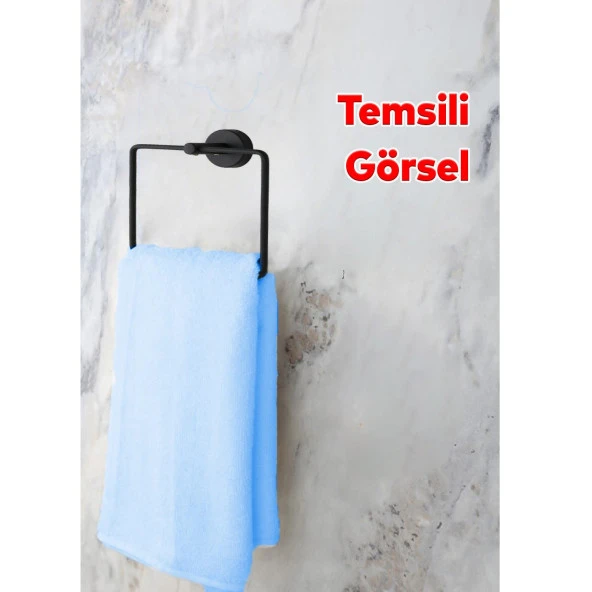 Kare Siyah Havluluk Lavabo Banyo Mutfak Aparat Standı Bez Havlu Askısı Paslanmaz Metal Vidalı - 2