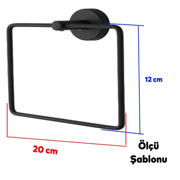 Kare Siyah Havluluk Lavabo Banyo Mutfak Aparat Standı Bez Havlu Askısı Paslanmaz Metal Vidalı - 3