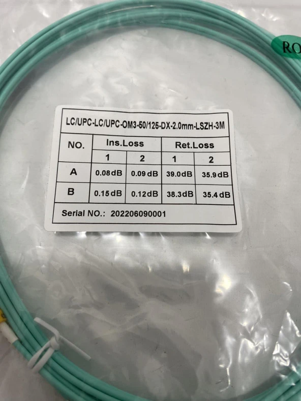 LC - LC Fiber Optik Patch Kablo 2mm 3 Metre (LC/UPC-LC/UPC-OM3-50/125-DX-2.0MM-LSZH-3M) - 3