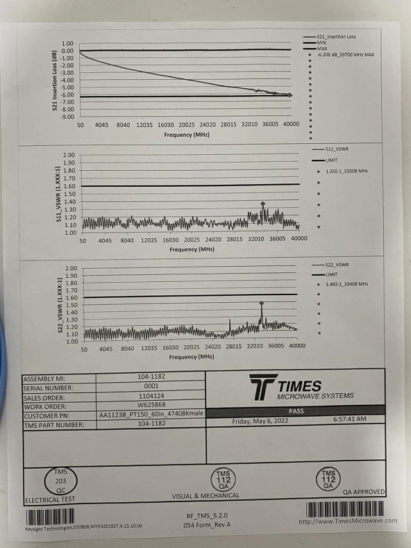 Times Microwave System PhaseTrack Kablo AA11238_PT150_60in_47408Kmale 60inç - 6