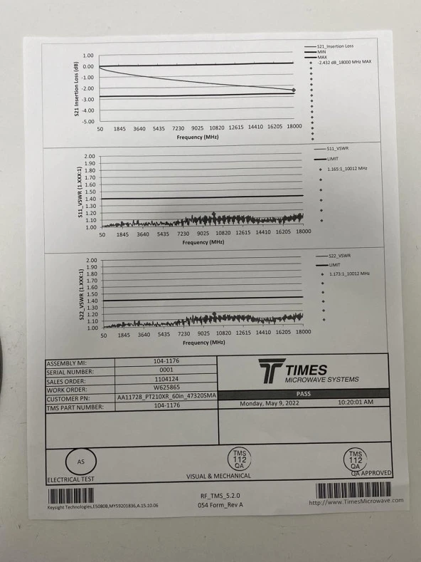 Times Microwave System Kablo AA11728_PT210XR_60in_47320SMA 60inç - 8