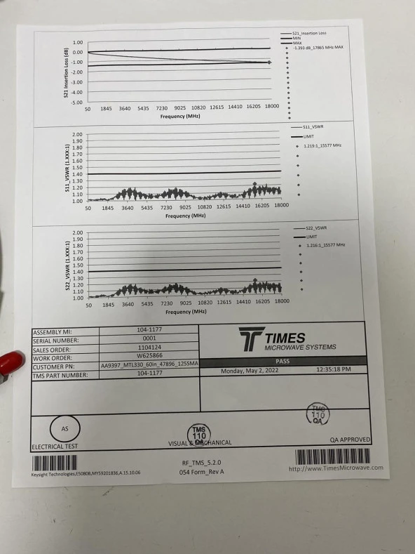 Times Microwave System Kablo AA9397_MTL330_60in_47896_125SMA 60inç - 8