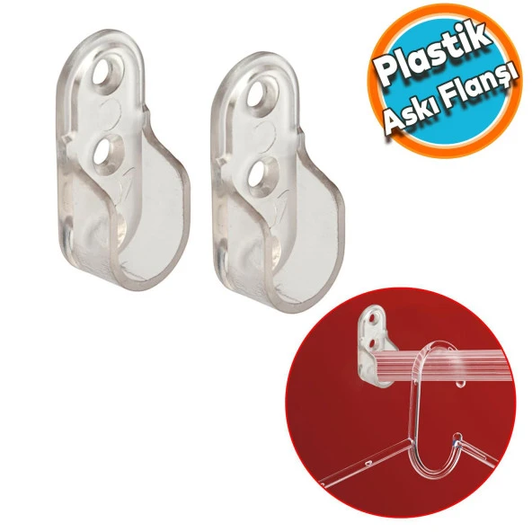 Askı Flanşı Oval Dolap Elbise Askı Asma Aparatı Plastik Aparat 45 mm (2 ADET)