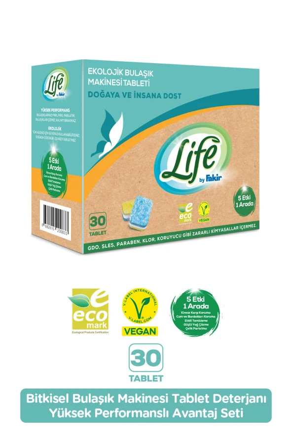 Life By Fakir Ekolojik Vegan Bulaşık Makinesi Tablet Deterjanı 30 Lu