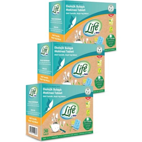 Life by Fakir Ekolojik Vegan Bulaşık Makinesi Tablet Deterjanı(30'lu) 3 Adet