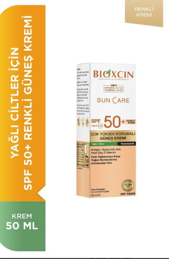 Bioxcin Sun Care Spf 50 Yağlı Ciltler İçin Renkli Güneş Kremi 50 Ml 8680512631415