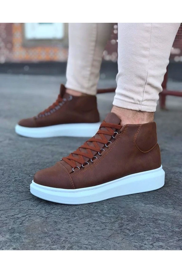 CLZ741 - Taba Bağcıklı Sneakers  Yarım Bilek Bot