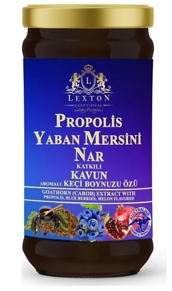 Lexton Propolis Yaban Mersini Nar Katkılı Kavun Aromalı Keçi Boynuzu Özü 640 Gr 8680713319631