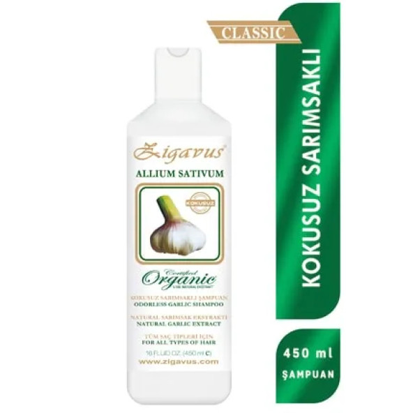 Zigavus Klasik Saç Dökülmelerine Karşı Kokusuz Sarımsaklı Şampuan 450 Ml 8699349130022