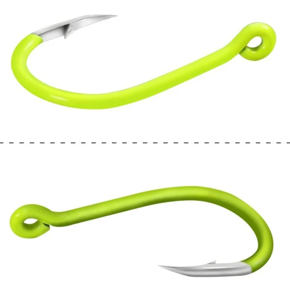 Valkyrie 300 Adet Floresan Sarısı 8-13 Boy Paslanmaz Karbon Çelik Balık Olta Kanca Zoka Seti - Güçlendirilmiş Tasarım - Norveç İğnesi - 6