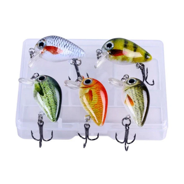 Valkyrie 5 Adet Crankbait LRF Balık Olta Yem Seti - Sesli bilyalı - Kutulu - 2.7cm 1.5gr