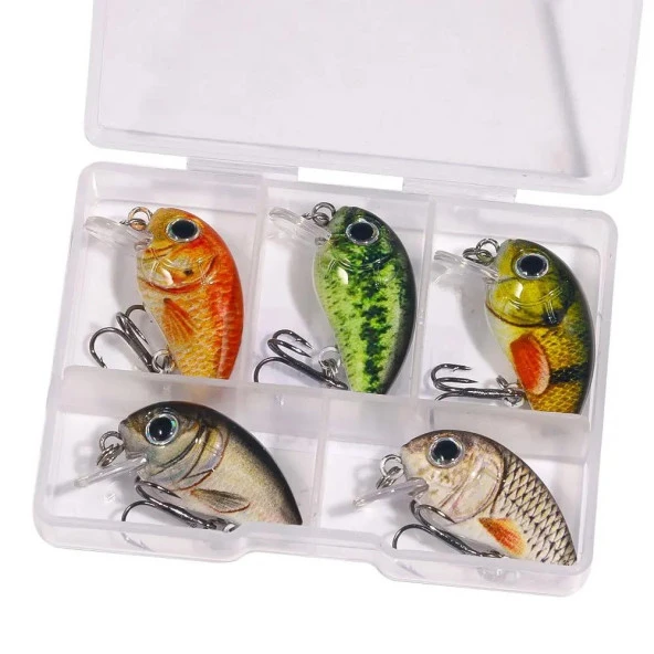 Valkyrie 5 Adet Crankbait LRF Balık Olta Yem Seti - Sesli bilyalı - Kutulu - 2.7cm 1.5gr - 2