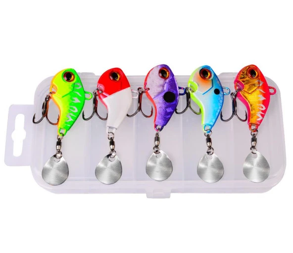 Valkyrie 5 Adet LRF Kaşık Kuyruklu Titreşimli Wobbler Balık Olta Yem Seti - 14gr 6cm - Spin ve Baitcasting için Uygun  - 5pcs