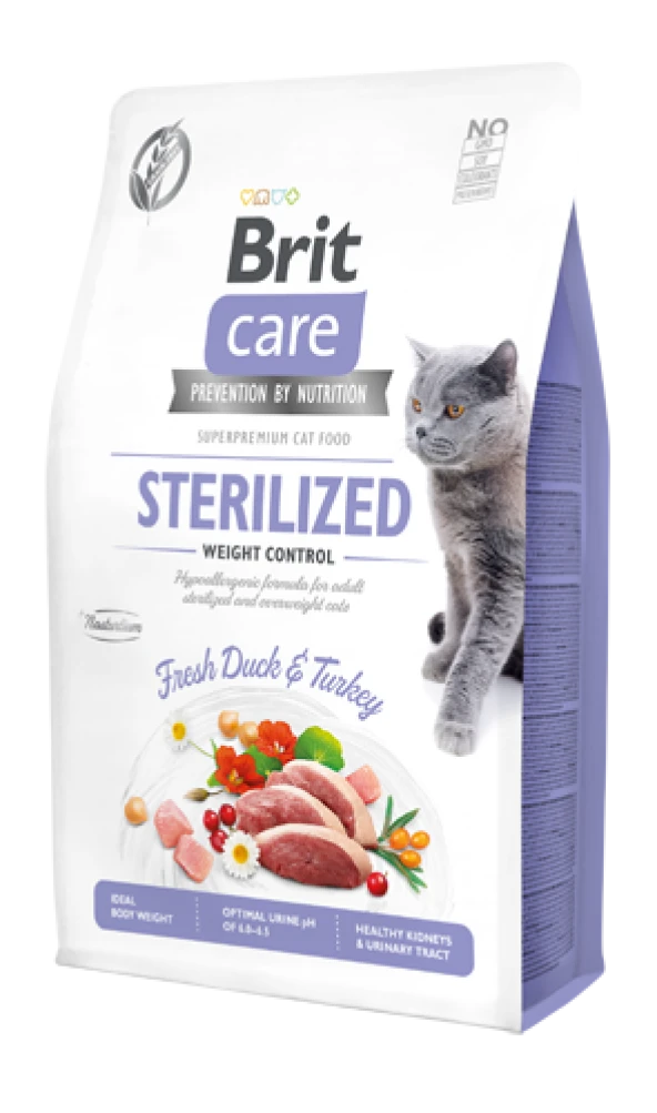Brit Care Tahılsız Ördek ve Hindi Etli Kısırlaştırılmış Diyet Yetişkin Kedi Maması 2 KG