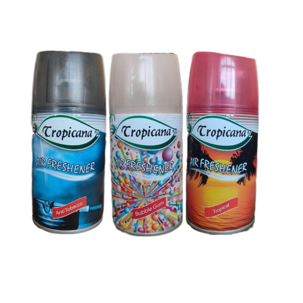 Tropicana Air Freshener Oda Koku Anti Tobacco + Bubble Gum + Tropikal Otomatik Makina Yedek Oda Spreyi 260 Ml X 3 Adet