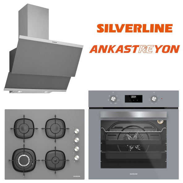 Silverline Gri Cam Ankastre Set BO6502S02-CS5629S01-3420 CLASSY GRİ