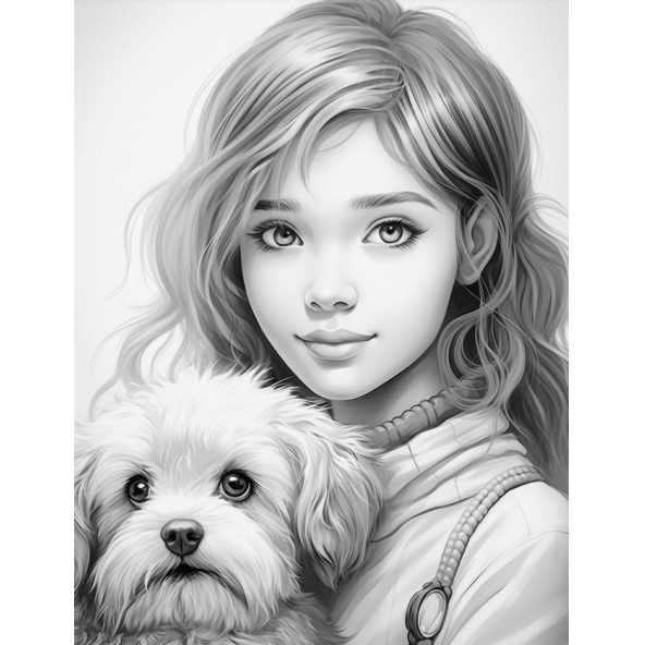 Anime Güzel KIZ ile Köpeği Boyama Kitabı (100 Tam Sayfa) - 3