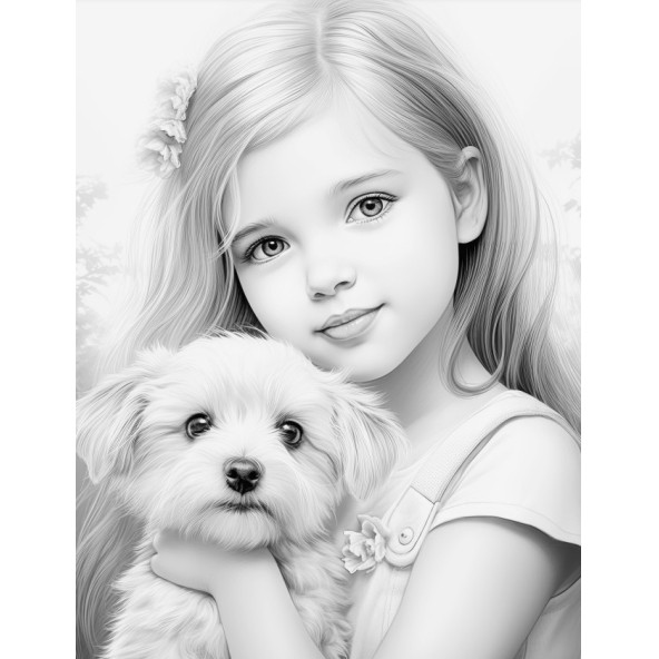 Anime Güzel KIZ ile Köpeği Boyama Kitabı (100 Tam Sayfa) - 4