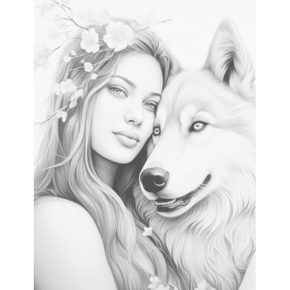 Anime Güzel KIZ ile Köpeği Boyama Kitabı (100 Tam Sayfa) - 5