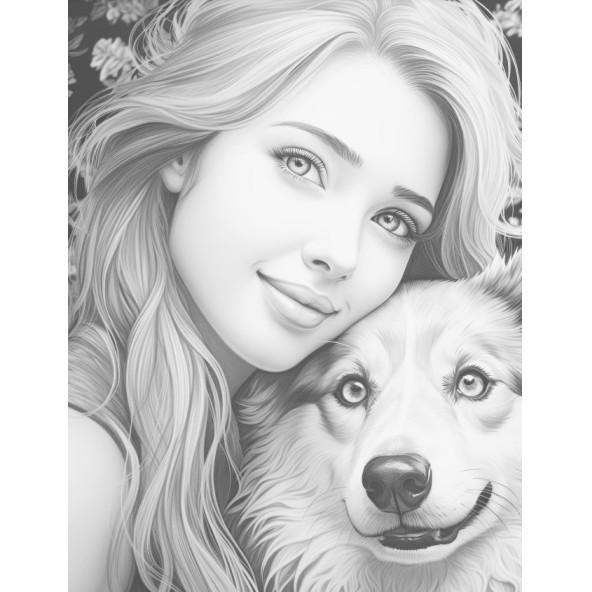 Anime Güzel KIZ ile Köpeği Boyama Kitabı (100 Tam Sayfa) - 6