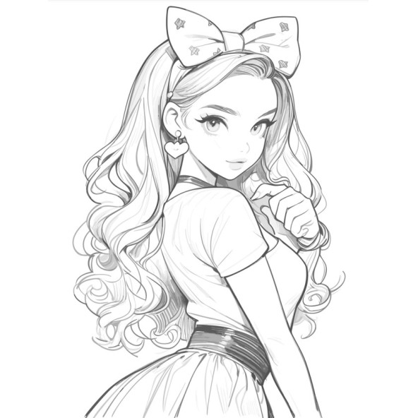 Barbie Anime Bebek Gri Tonlamalı Boyama Kitabı (100 Tam Sayfa) - 7